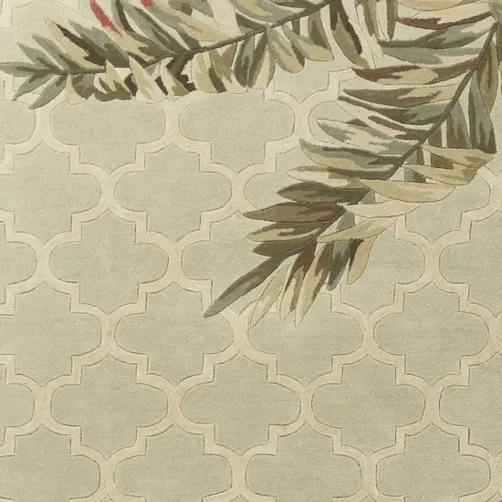Sage Green Hand Tufted Tropical Quatrefoil Indoor Area Rug Photo 2