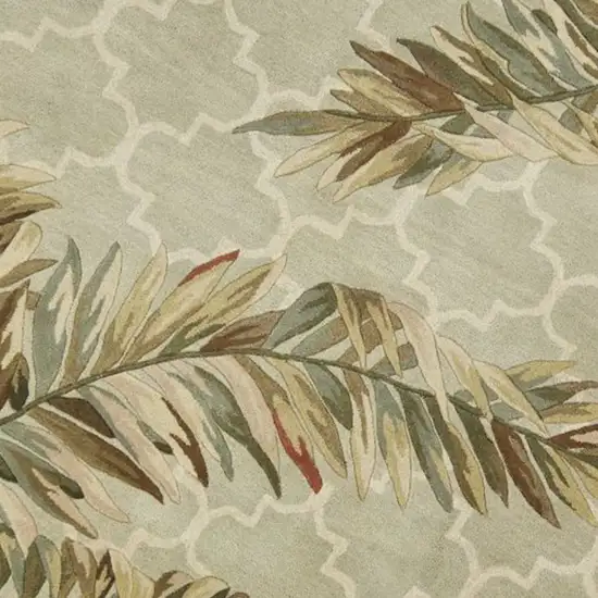 Sage Green Hand Tufted Tropical Quatrefoil Round Indoor Area Rug Photo 3