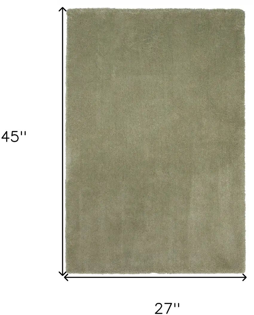 Sage Green Shag Hand Woven Area Rug Photo 3