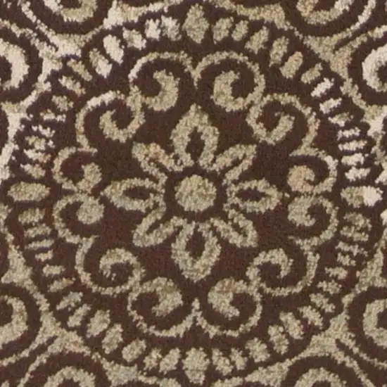 Sage Brown And Ivory Floral Medallion Area Rug Photo 5