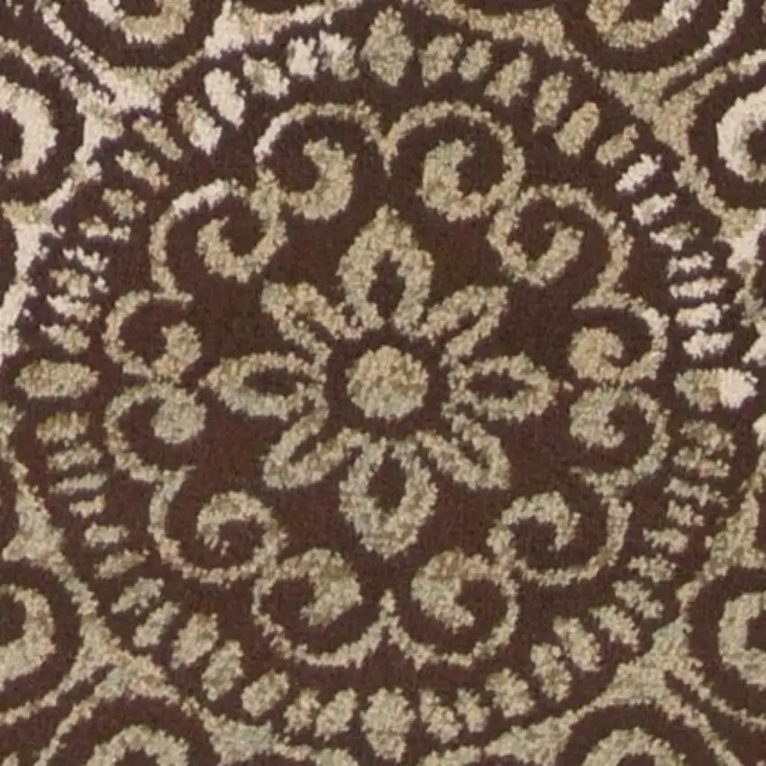 Sage Brown And Ivory Floral Medallion Area Rug Photo 5
