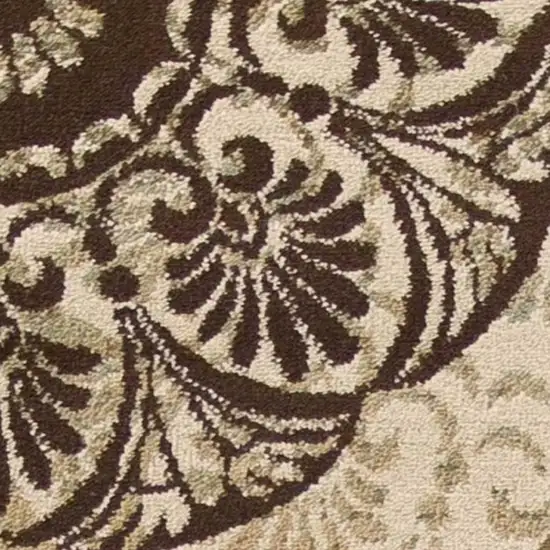 Sage Brown And Ivory Floral Medallion Area Rug Photo 9