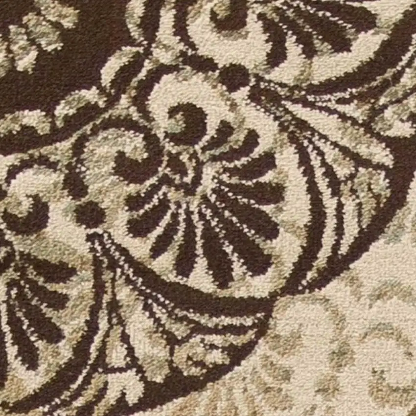 Sage Brown And Ivory Floral Medallion Area Rug Photo 9