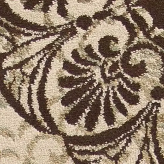 Sage Brown And Ivory Floral Medallion Area Rug Photo 9