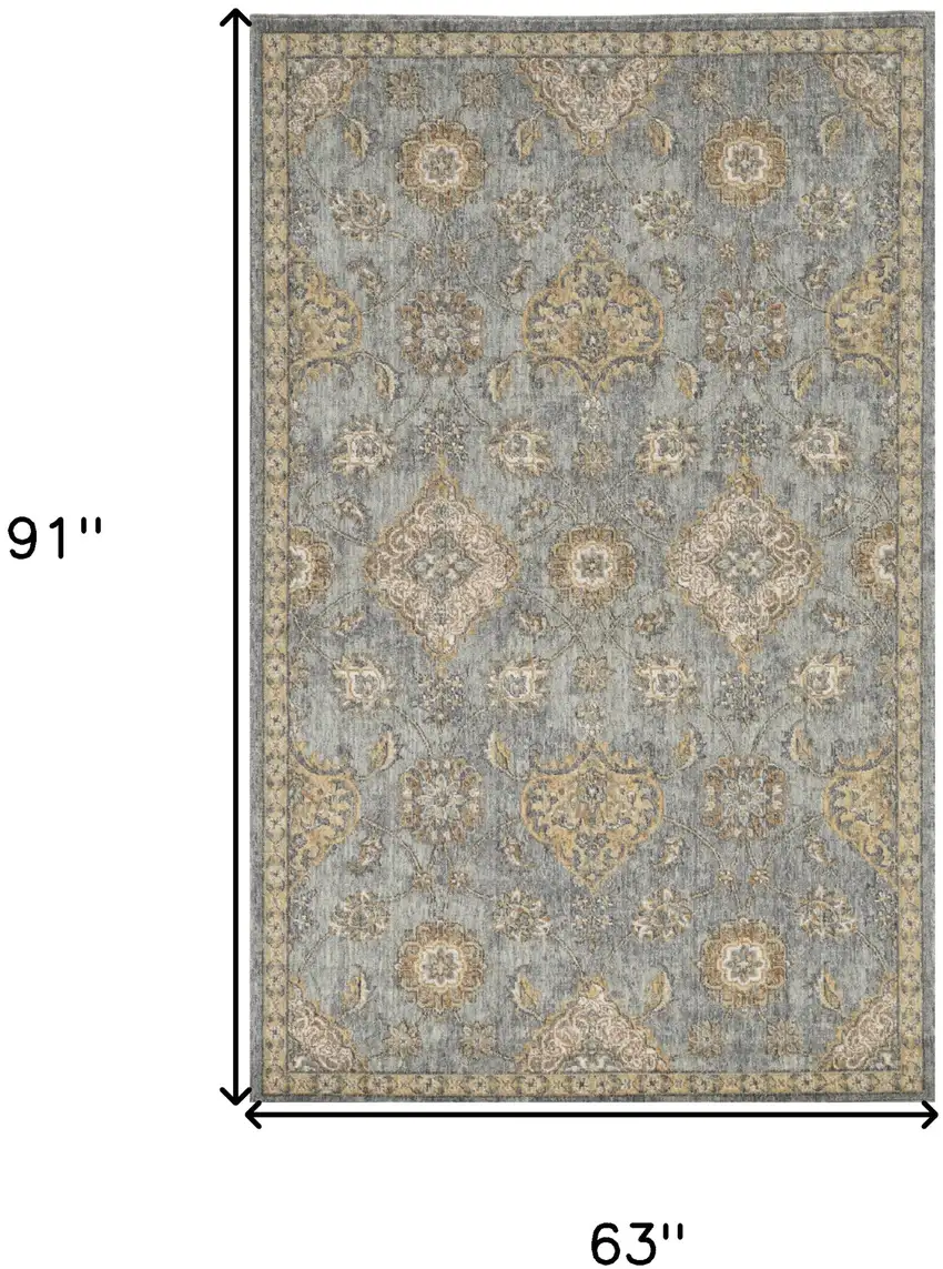 Sage Green Machine Woven Traditional Indoor Area Rug Photo 3