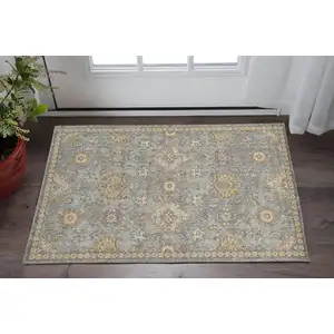 Photo of Sage Green Machine Woven Vintage Traditional Indoor Accent Rug