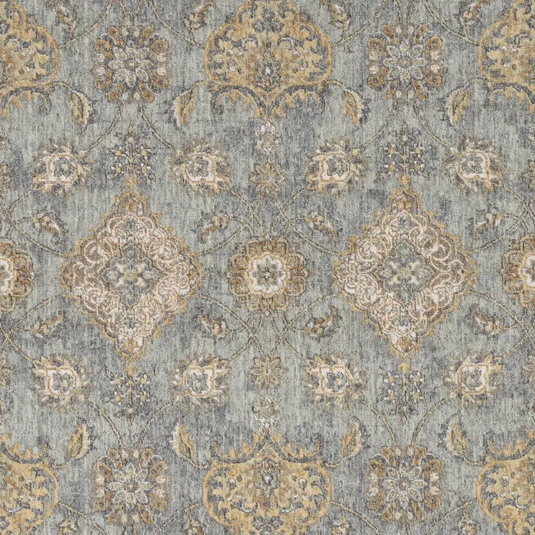 Sage Green Machine Woven Vintage Traditional Indoor Runner Rug Photo 2