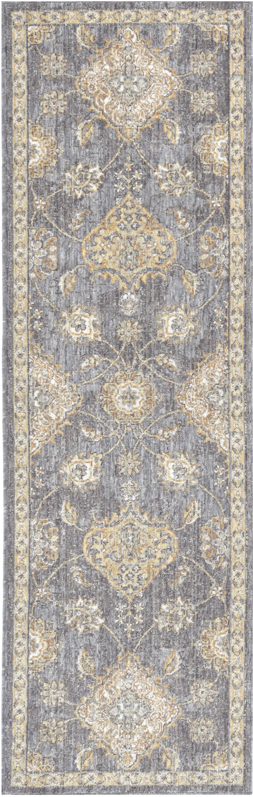 8' Sage Green Machine Woven Vintage Traditional Indoor Runner Rug Photo 2