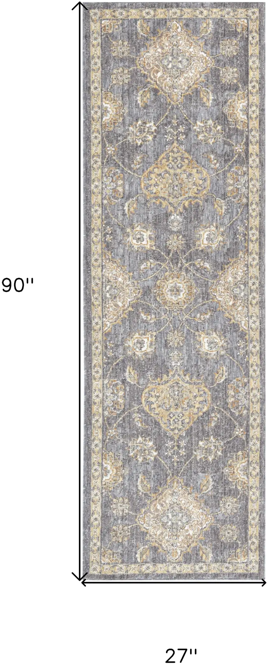 8' Sage Green Machine Woven Vintage Traditional Indoor Runner Rug Photo 3