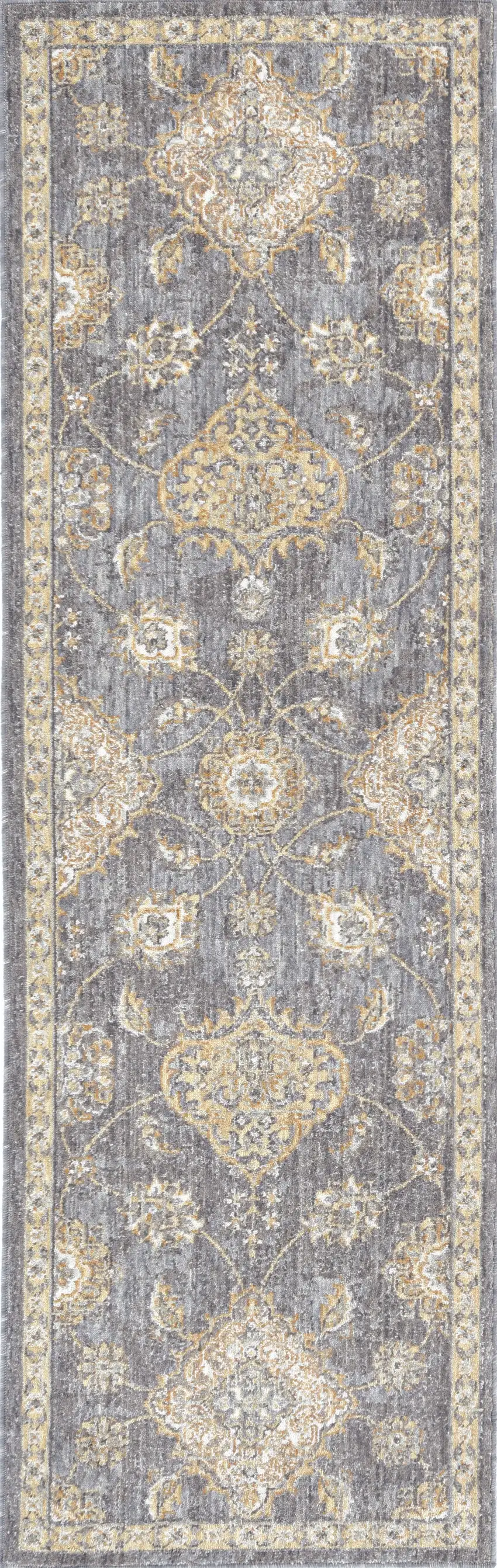 Sage Green Machine Woven Vintage Traditional Indoor Runner Rug Photo 1