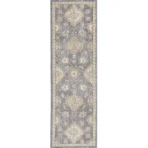 Photo of Sage Green Machine Woven Vintage Traditional Indoor Runner Rug