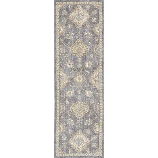 Sage Green Machine Woven Vintage Traditional Indoor Runner Rug Photo 1