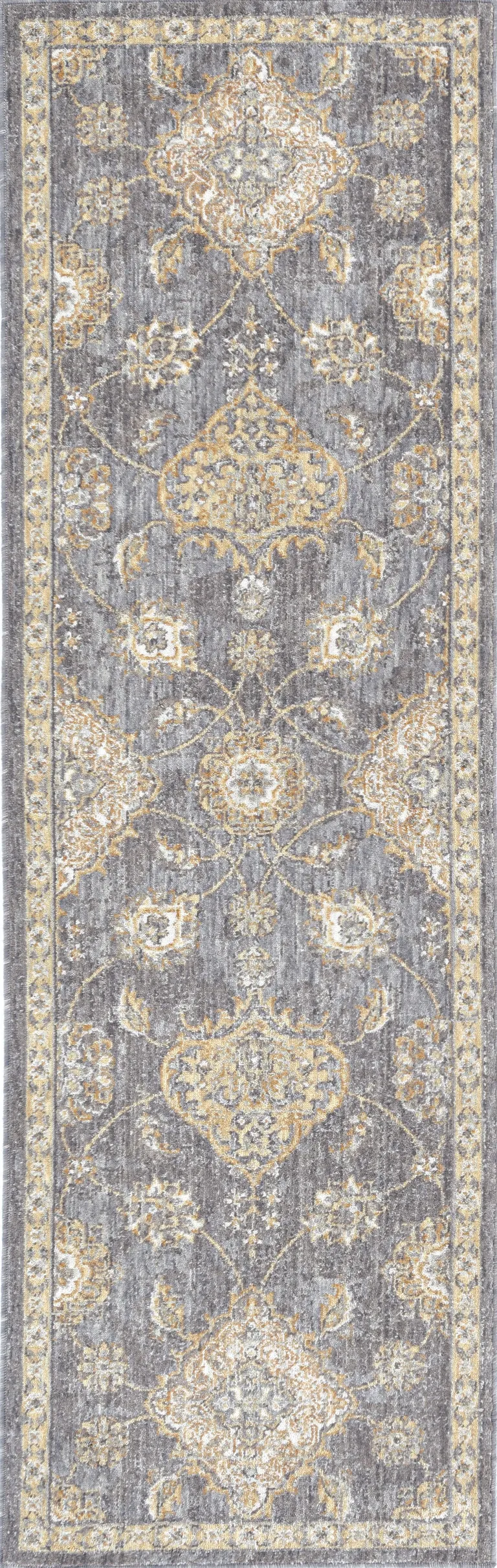 Sage Green Machine Woven Vintage Traditional Indoor Runner Rug Photo 1