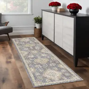 Photo of Sage Green Machine Woven Vintage Traditional Indoor Runner Rug