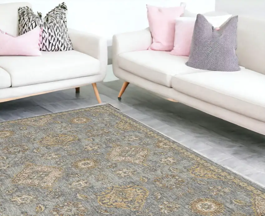 91 X 130 Sage Green Wool Rug Photo 2