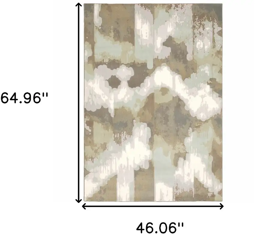 Sage Grey And Brown Abstract Power Loom Stain Resistant Area Rug Photo 10