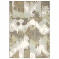 Photo of Sage Grey And Brown Abstract Power Loom Stain Resistant Area Rug