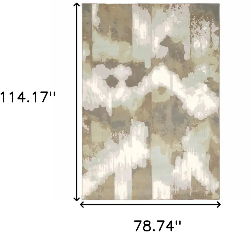 Sage Grey And Brown Abstract Power Loom Stain Resistant Area Rug Photo 10