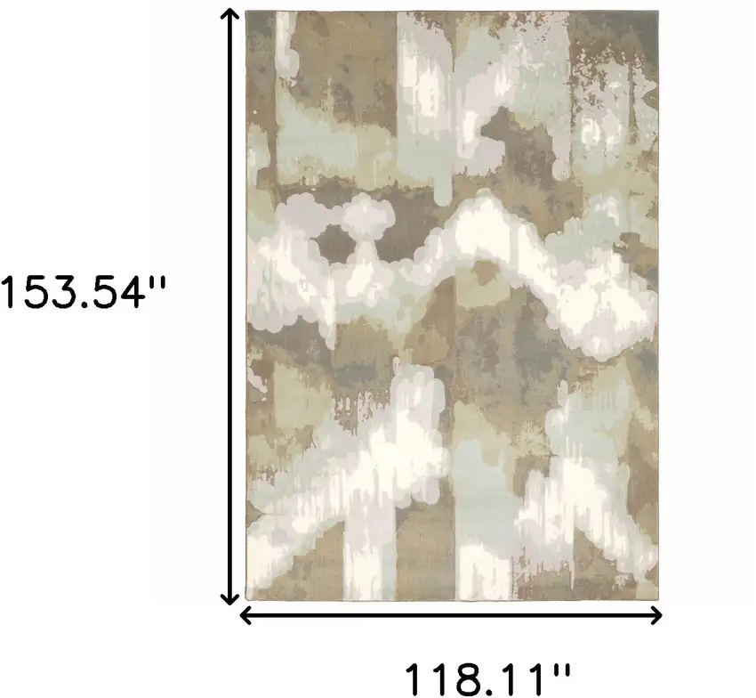 Sage Grey And Brown Abstract Power Loom Stain Resistant Area Rug Photo 10