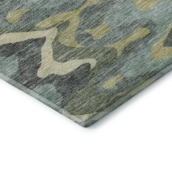 Sage Ivory And Beige Abstract Washable Area Rug With UV Protection Photo 8