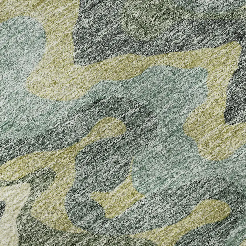 Sage Ivory And Beige Abstract Washable Area Rug With UV Protection Photo 9