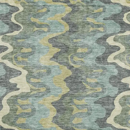 Sage Ivory And Beige Abstract Washable Area Rug With UV Protection Photo 3