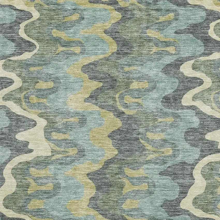 Sage Ivory And Beige Abstract Washable Area Rug With UV Protection Photo 3