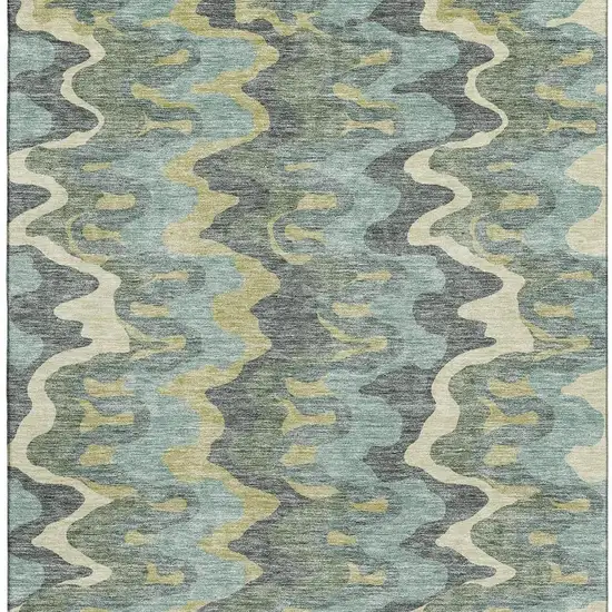 Sage Ivory And Beige Abstract Washable Area Rug With UV Protection Photo 4
