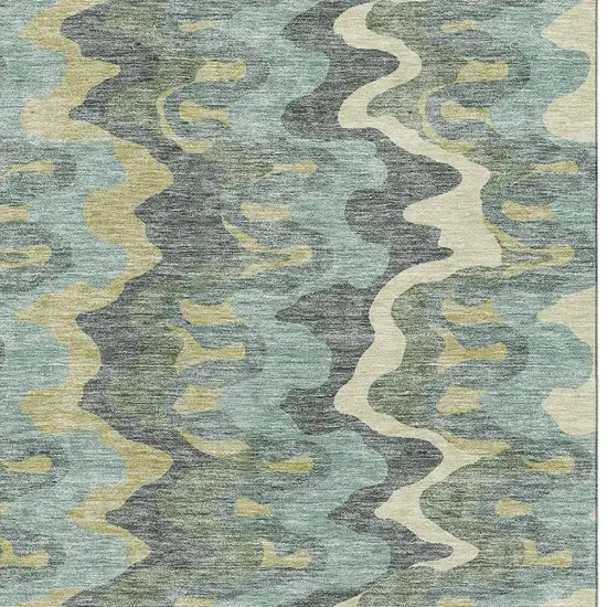 Sage Ivory And Beige Abstract Washable Area Rug With UV Protection Photo 3
