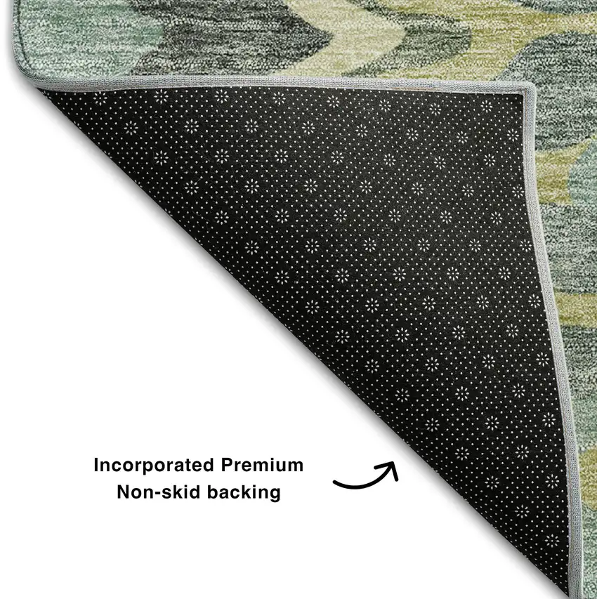 Sage Ivory And Beige Abstract Washable Area Rug With UV Protection Photo 7