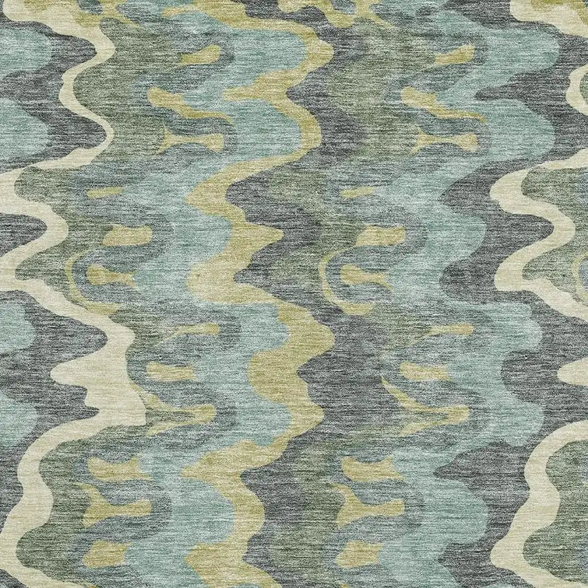 Sage Ivory And Beige Abstract Washable Area Rug With UV Protection Photo 3