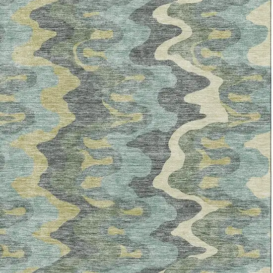 Sage Ivory And Beige Abstract Washable Area Rug With UV Protection Photo 3