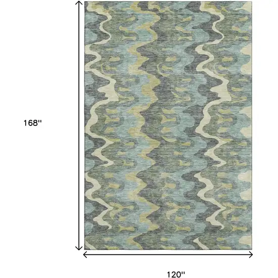 Sage Ivory And Beige Abstract Washable Area Rug With UV Protection Photo 3