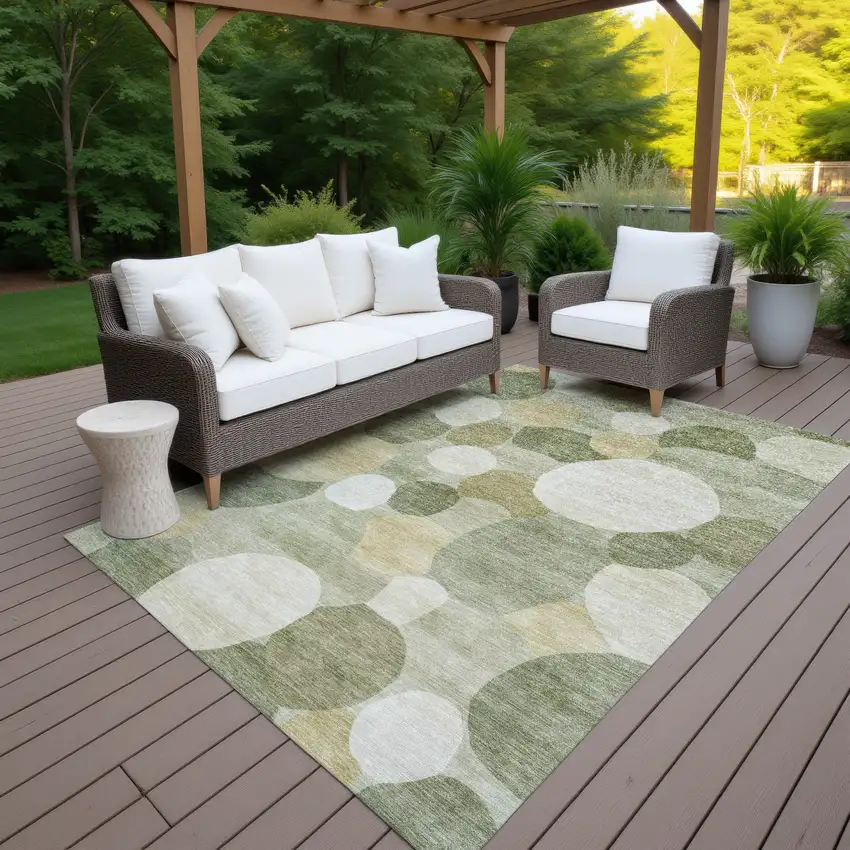 Sage Ivory And Beige Geometric Washable Indoor Outdoor Area Rug Photo 7