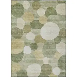 Photo of Sage Ivory And Beige Geometric Washable Indoor Outdoor Area Rug
