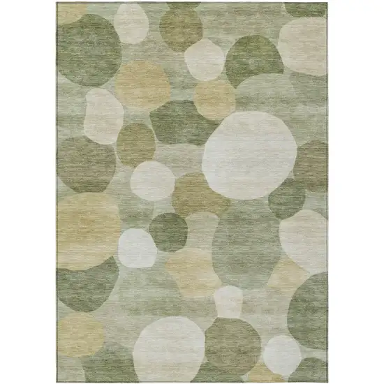 Sage Ivory And Beige Geometric Washable Indoor Outdoor Area Rug Photo 1