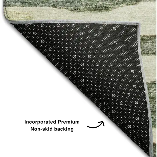 Sage Ivory And Beige Striped Washable Area Rug With UV Protection Photo 6