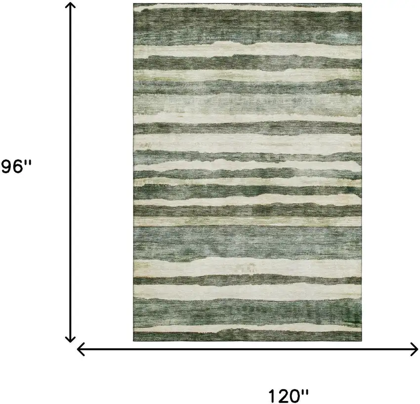 Sage Ivory And Beige Striped Washable Area Rug With UV Protection Photo 4