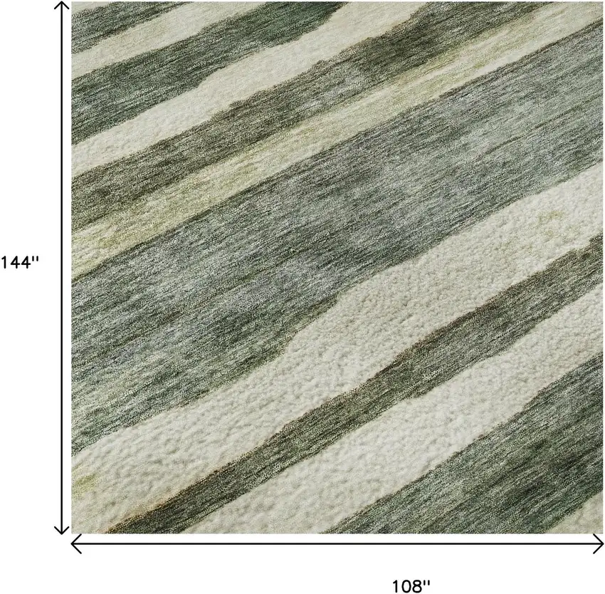 Sage Ivory And Beige Striped Washable Area Rug With UV Protection Photo 9