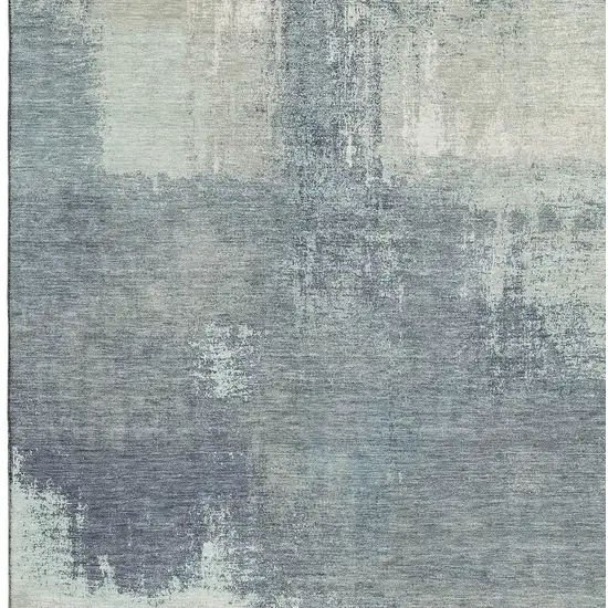 Sage Ivory And Blue Abstract Washable Area Rug With UV Protection Photo 3