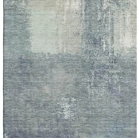 Sage Ivory And Blue Abstract Washable Area Rug With UV Protection Photo 2