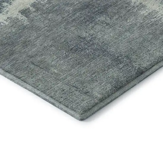 Sage Ivory And Blue Abstract Washable Area Rug With UV Protection Photo 7