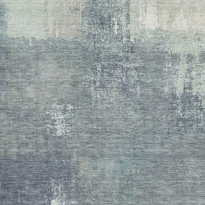 Sage Ivory And Blue Abstract Washable Area Rug With UV Protection Photo 2