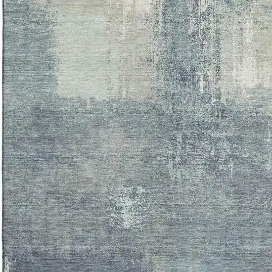 Sage Ivory And Blue Abstract Washable Area Rug With UV Protection Photo 2
