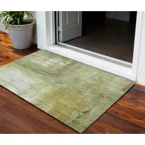 Photo of Sage Ivory And Brown Abstract Washable Indoor Outdoor Area Rug