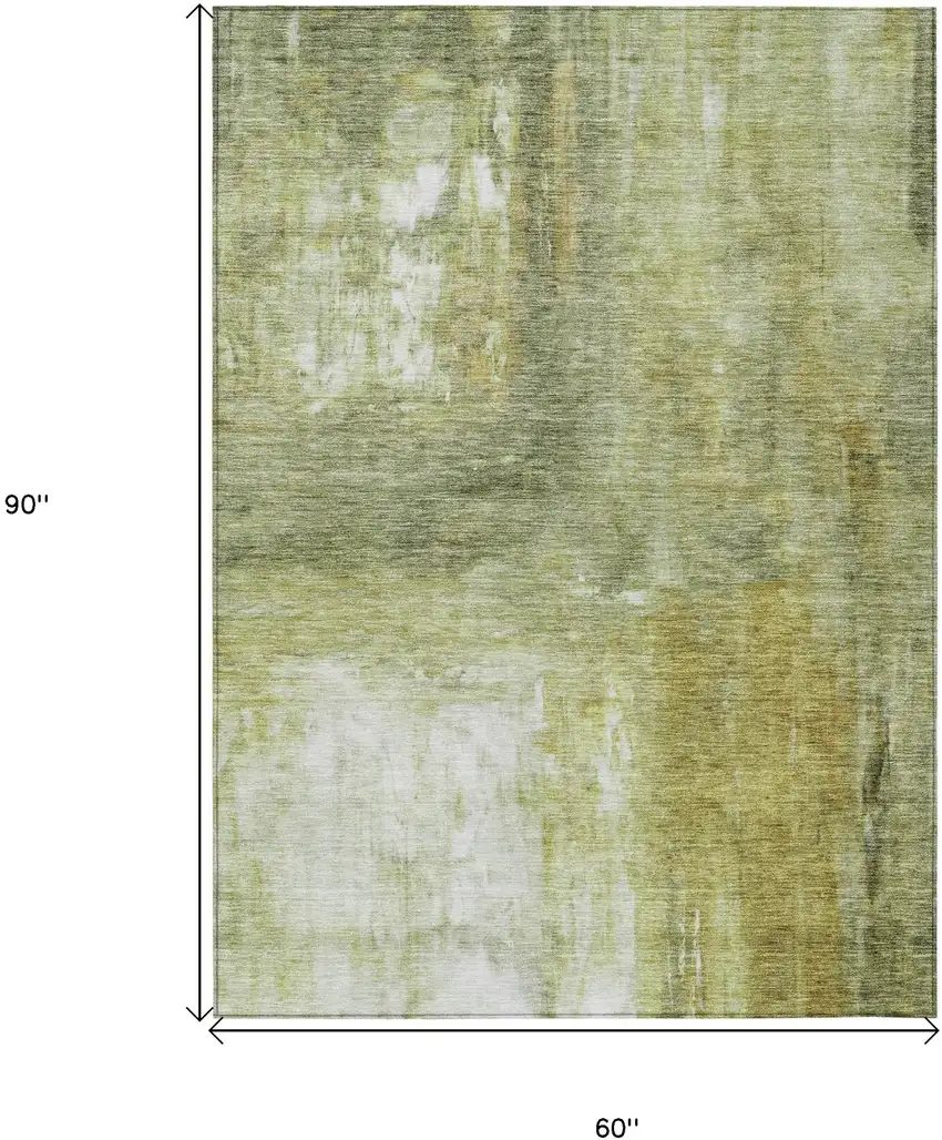 Sage Ivory And Brown Abstract Washable Indoor Outdoor Area Rug Photo 7