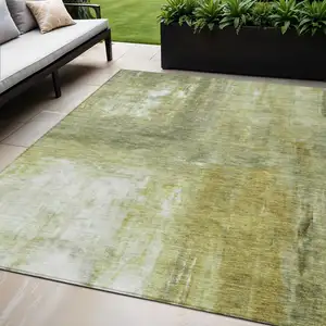 Photo of Sage Ivory And Brown Abstract Washable Indoor Outdoor Area Rug