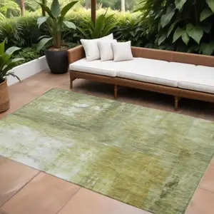 Photo of Sage Ivory And Brown Abstract Washable Indoor Outdoor Area Rug