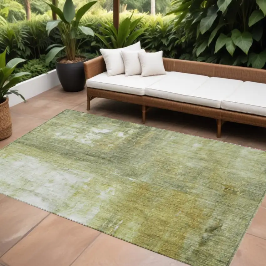 Sage Ivory And Brown Abstract Washable Indoor Outdoor Area Rug Photo 1