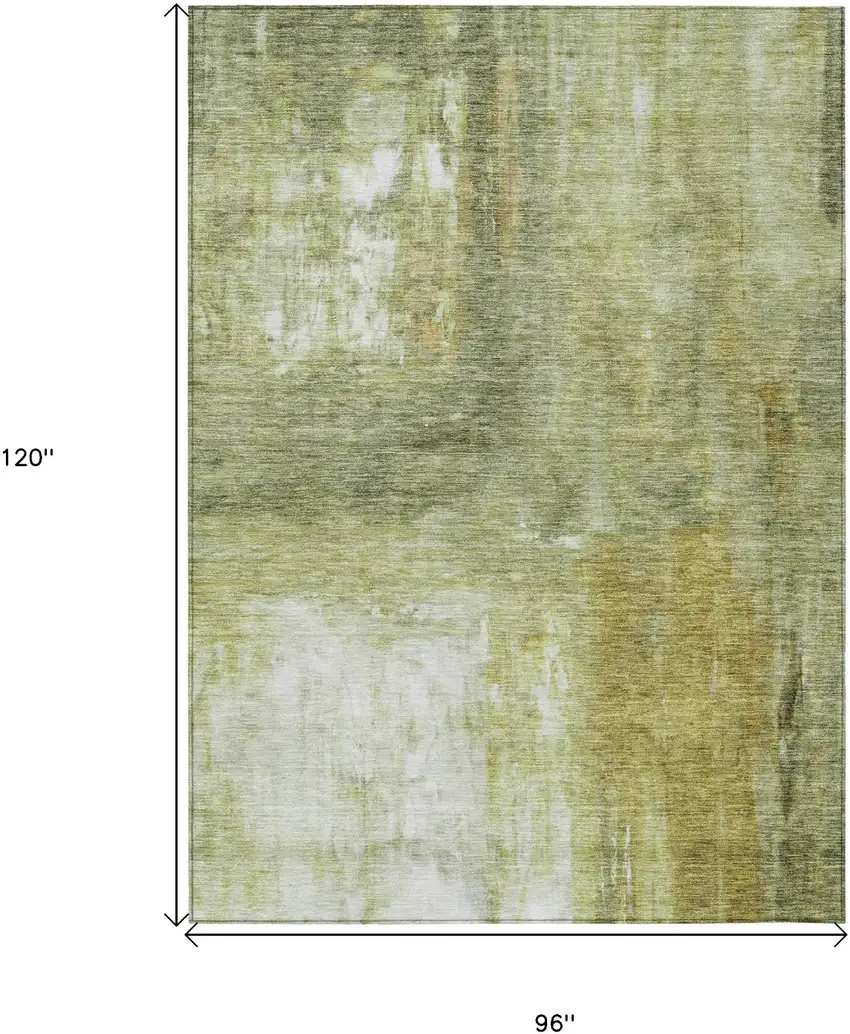 Sage Ivory And Brown Abstract Washable Indoor Outdoor Area Rug Photo 7